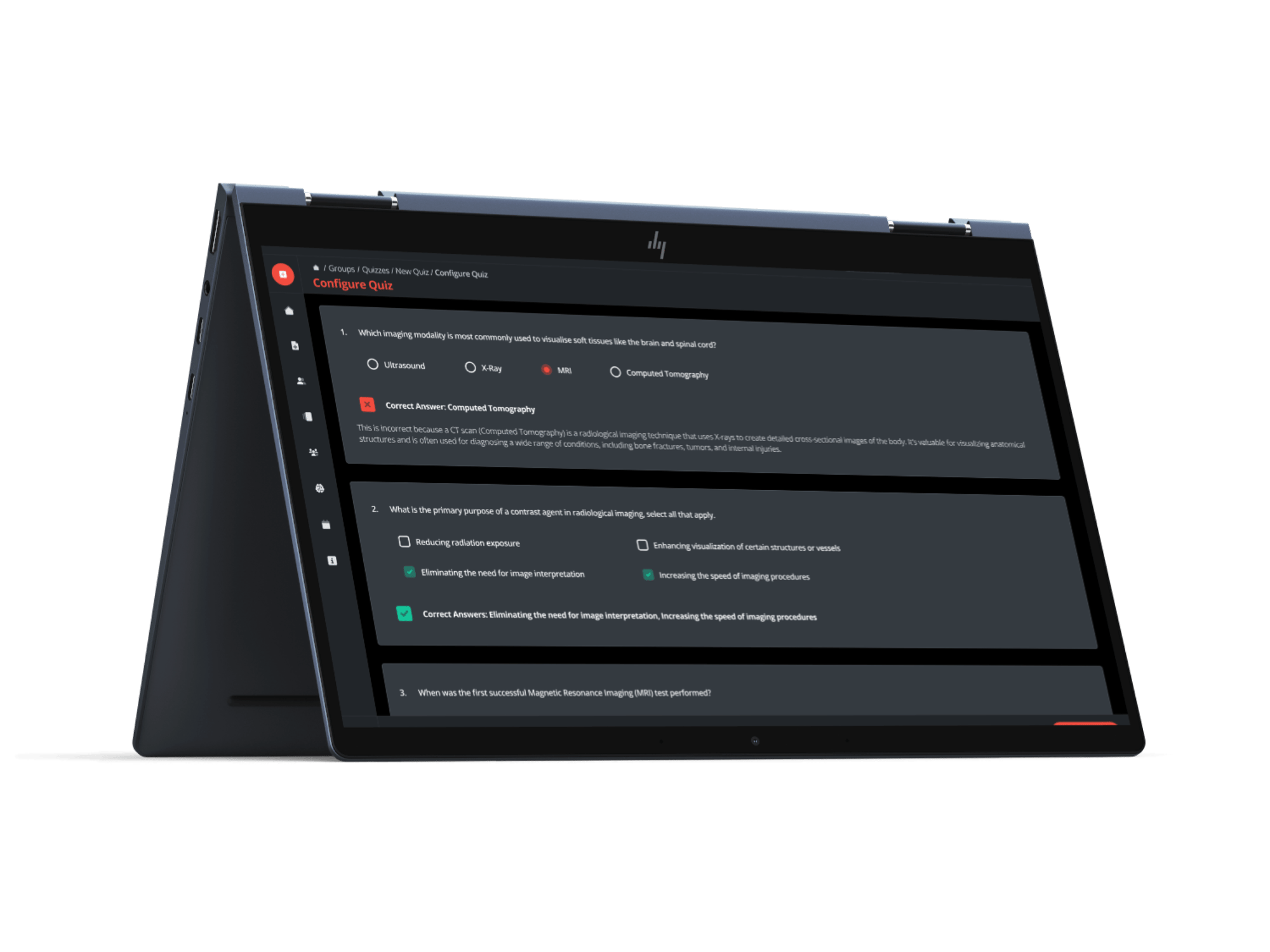 Collective Minds Education Configure Quiz on Yoga Laptop